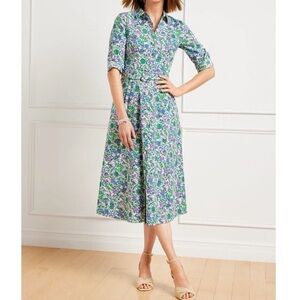 Talbots Fit & Flare Poplin Shirtdress Women’s Sz 12 In Spring Fleur Belted NWT